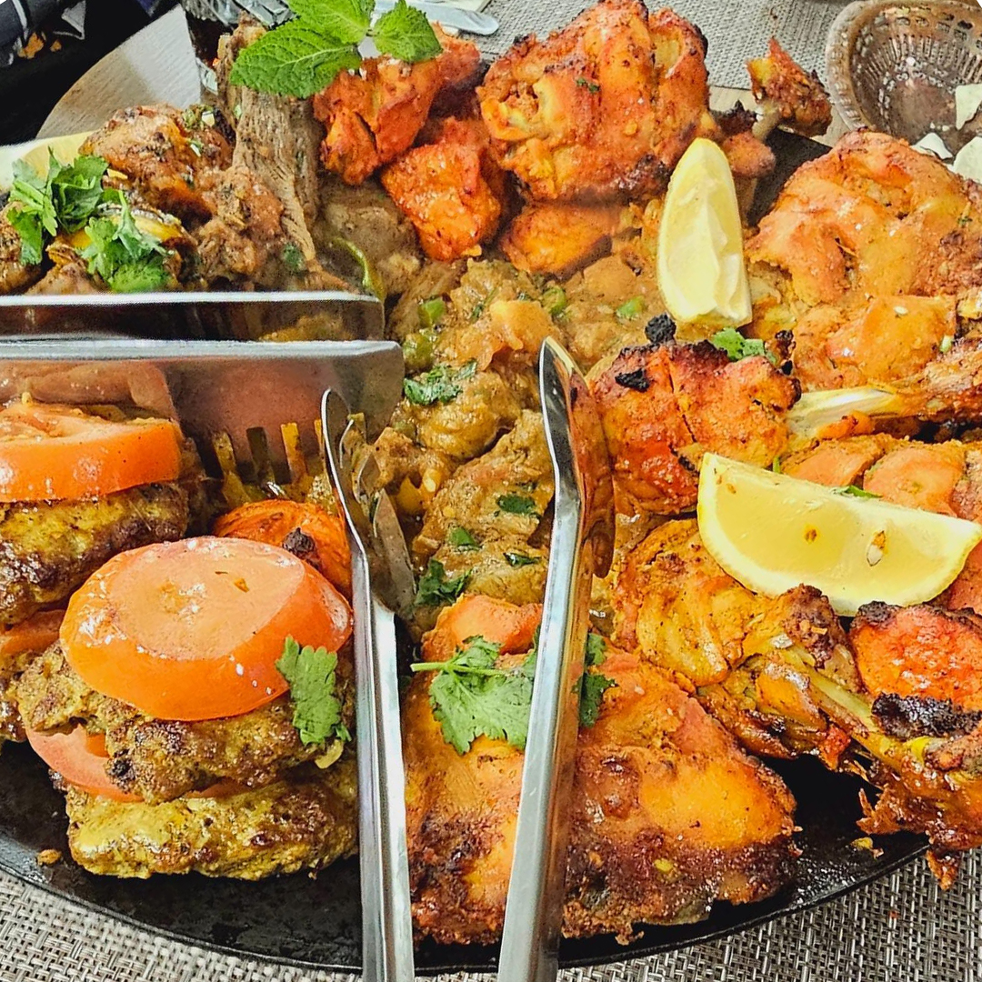 Mixed platter served at Kashmir Grill House