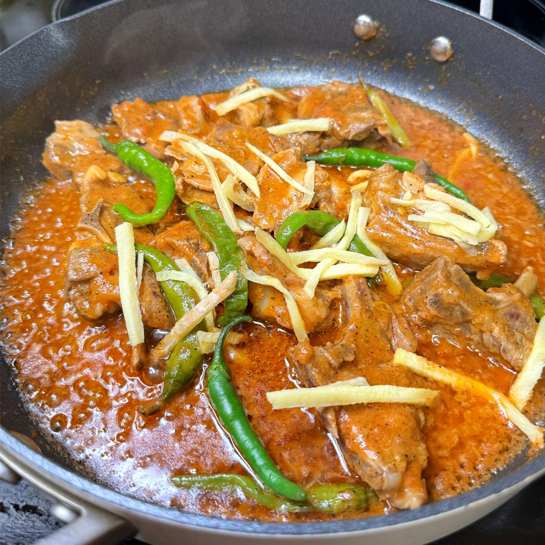 Shinwari lamb karahi cooked with herbs